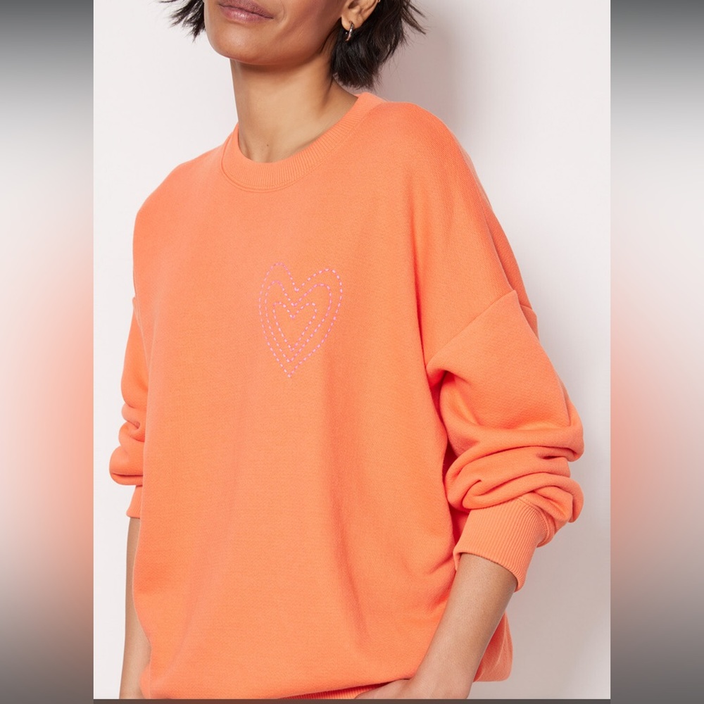 Evereve Lucia Heart Stitch Crew Neck Sweatshirt Size XS